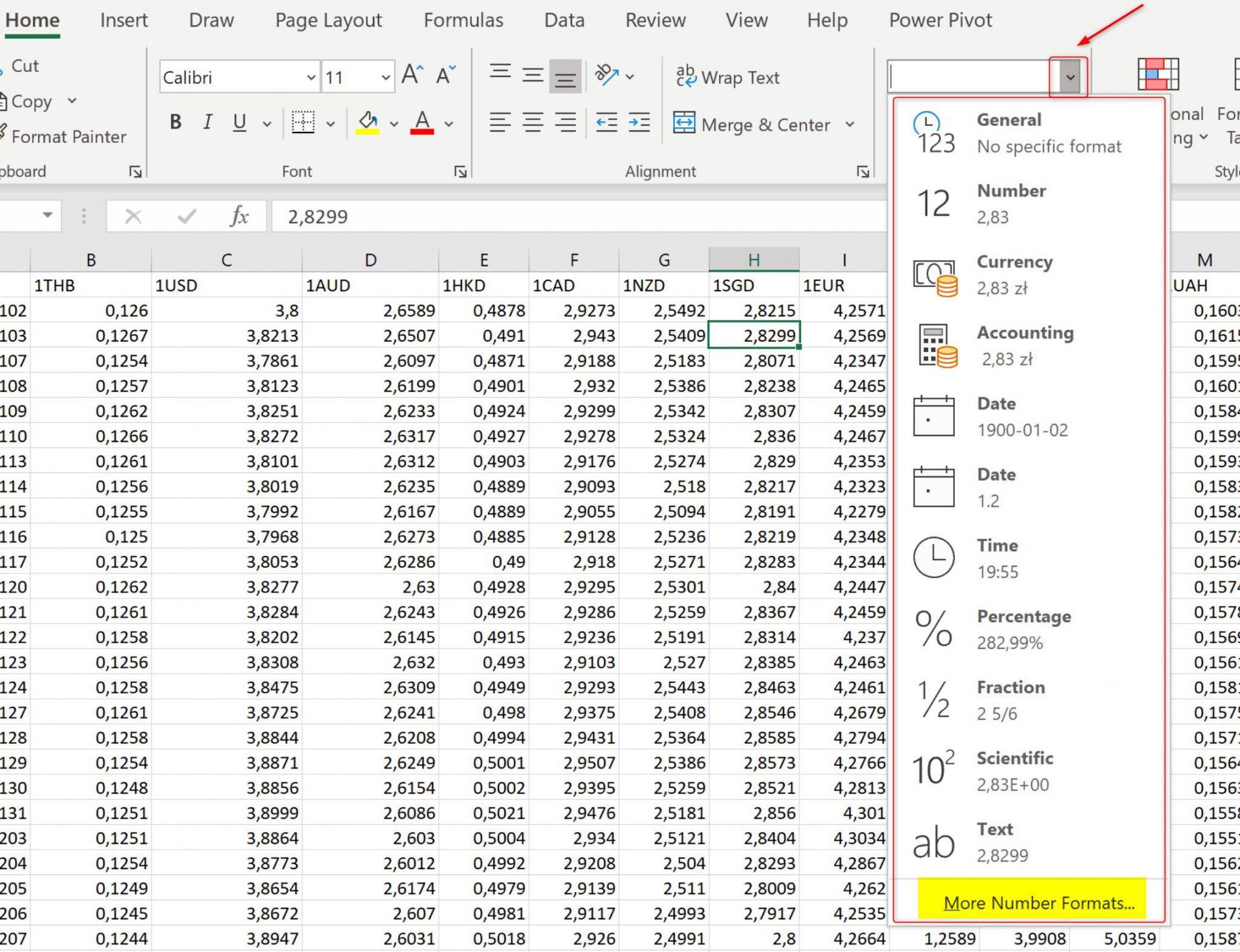Cells formats in Excel