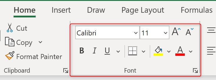 Formatting font in Excel